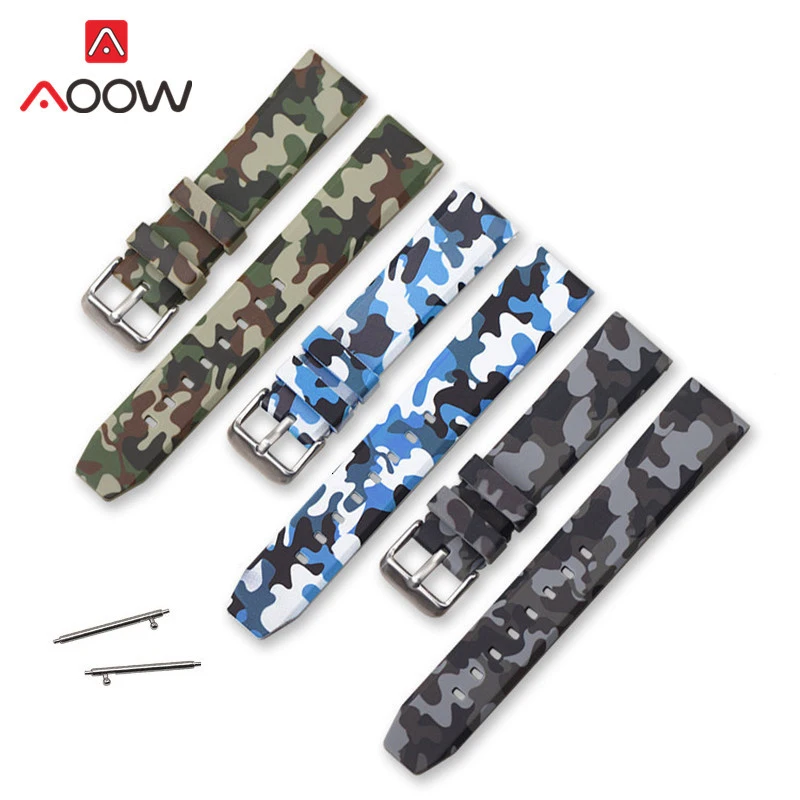 20Mm 22Mm 24Mm Camo Silicone Sport Band Waterdicht Vervanging Band Voor Samsung Galaxy Wtach 46Mm S3 huawei Gt Amazfit Gtr 47Mm