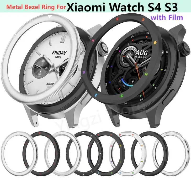 Metal Bezel Ring For Xiaomi Watch S4 S3 Protector with film Watch Case Cover For Watch Bezel Shell S3 eSIM S4 eSIM Accessories