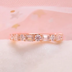 DE Color 1.2ctw Round Baguette Lab Grown Diamond HPHT CVD Engagement Band 14k Rose Gold Find Jewlery For Women