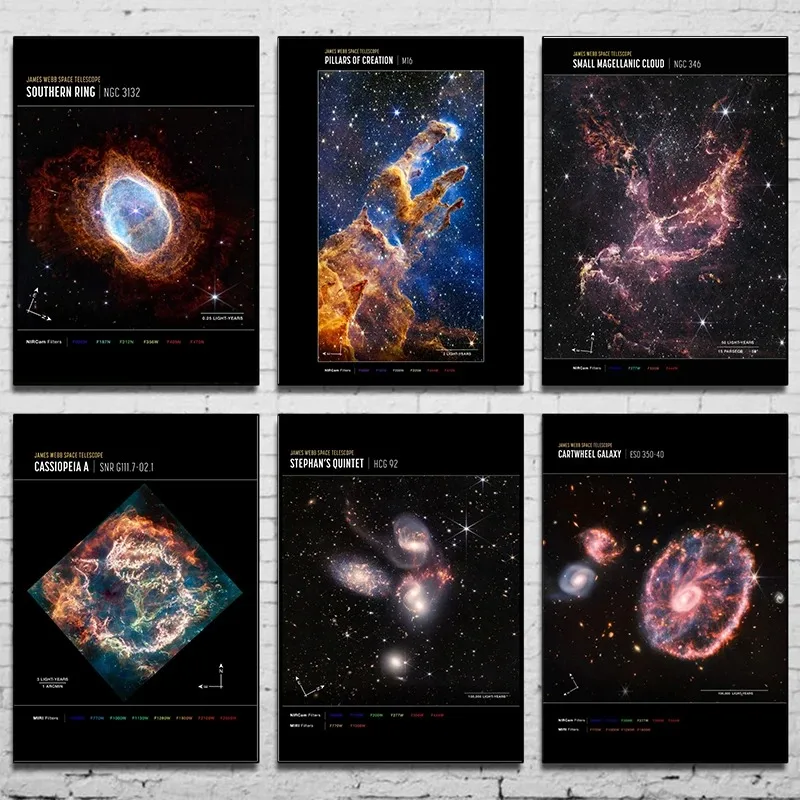 Póster de fotos de telescopio James Webb, póster impreso en lienzo de nebulosa espacial, decoración artística de pared, pintura para decoración del hogar y la sala de estar