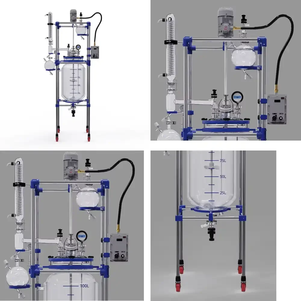100L Explosion Proof Jacketed Glass Reactor Reaction Kettle Automatic Operation 220V 370W for Laboratory Use