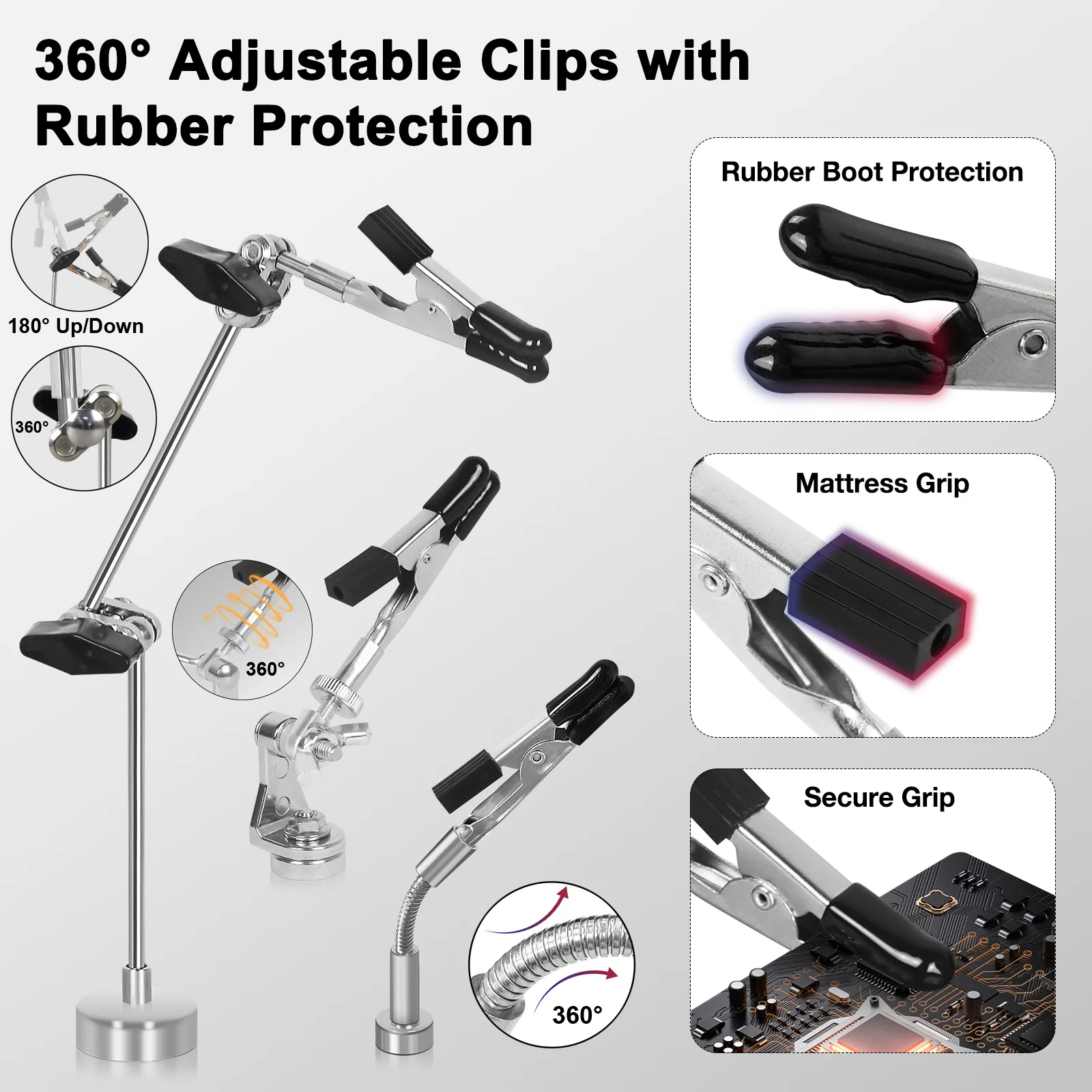 Toolour Magnetic Helping Hands Soldering Tool with 6 Metal Flexible Arms PCB Holder Third Hand Tool for Electronics Repair