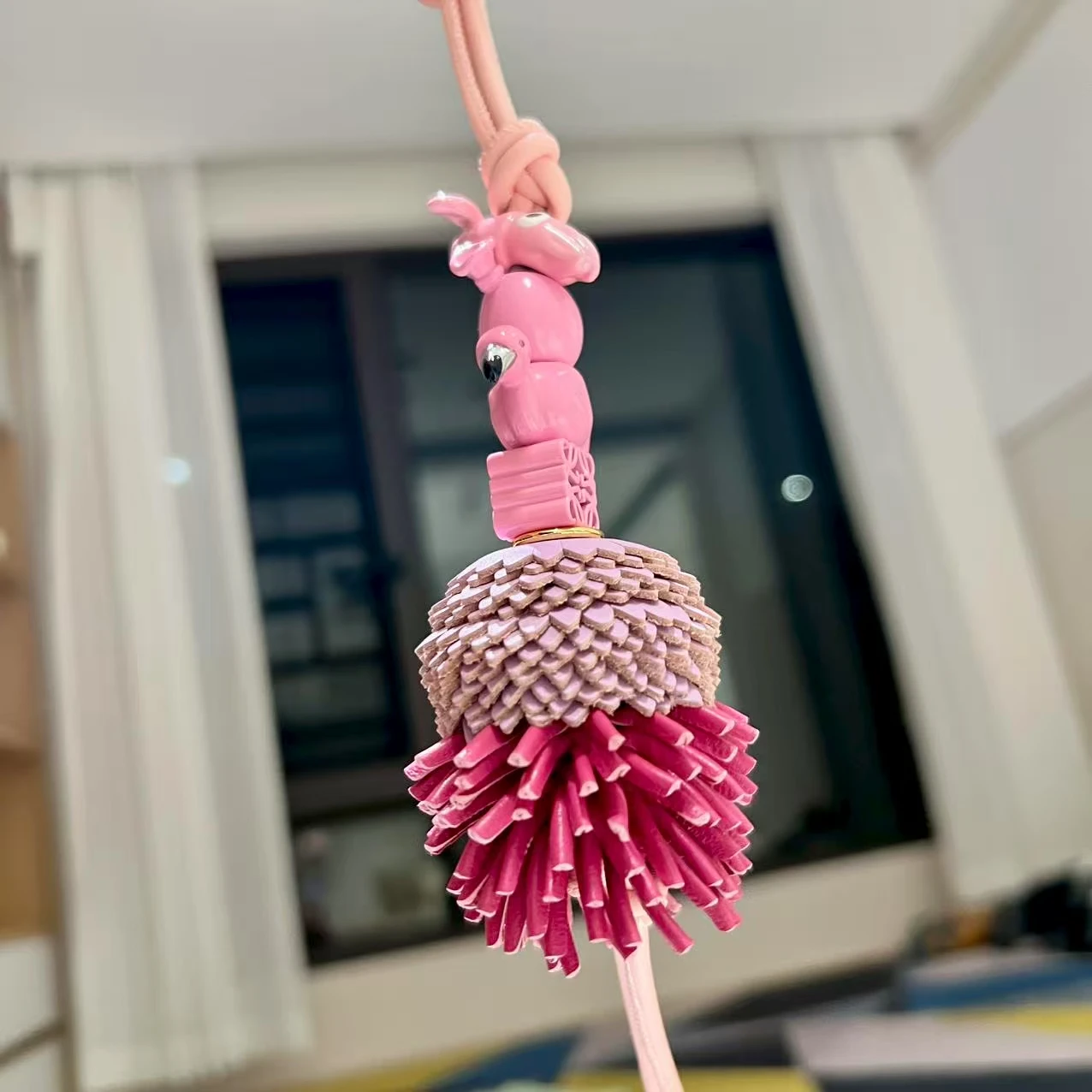 

DIYPremium Leather Floral Ornament with Metal Keyring for Crossbody Bags, Keys, and Car Decorations