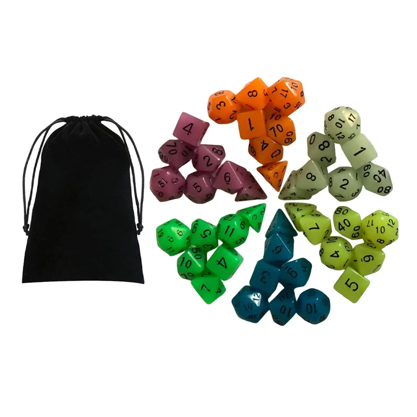 Luminous RPG Set with Pouch Glowing Polyhedral Dices Set for RPG Board Game