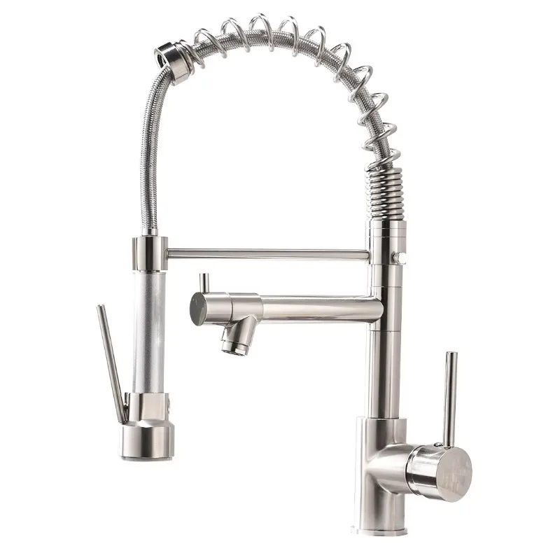 

Single Lever Pull Down Kitchen Faucet Brass Water Mixer Tap Sprayer with Single Hole Installation for Kitchen Sink Faucets