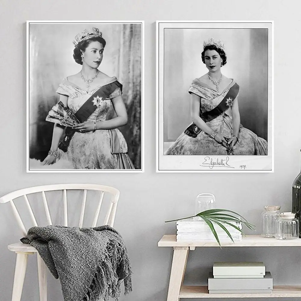 Queen Elizabeth II Posters Vintage Print Elizabeth Portrait Wall Art Canvas Painting Cuadros Pictures For Living Room Home Decor