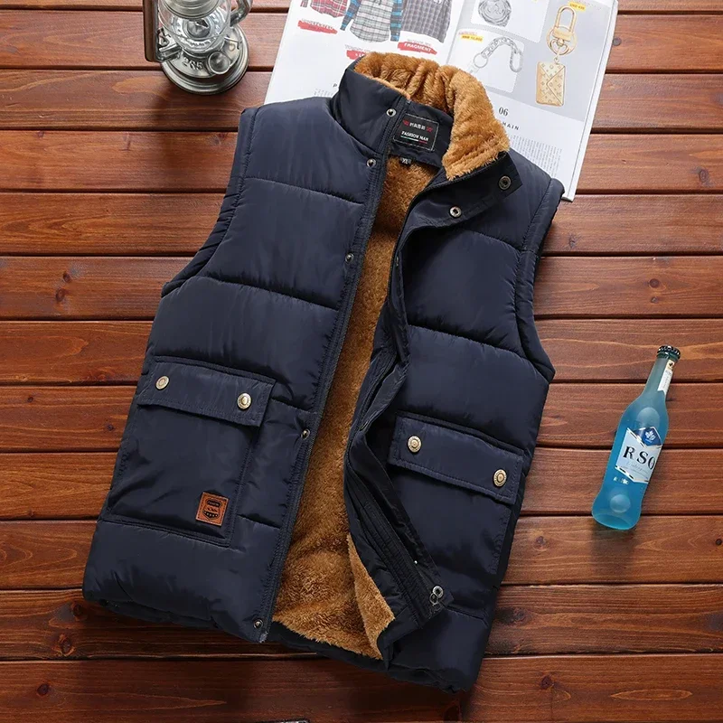 Plus Size Male Warm Waistcoat Fleece Vest Men Brand Clothing Winter Vest Jackets Plus Size Mens Soft Sleeveless Coat Clothes