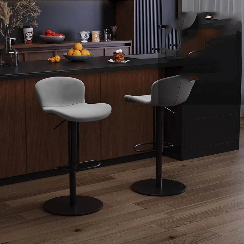 Kursi Bar Mewah Warna Pink Gaya Nordik Dengan Sandaran Meja Resepsionis Estetis Kursi Bar Putar Dapat Disesuaikan Banqueta Furnitur Trendi