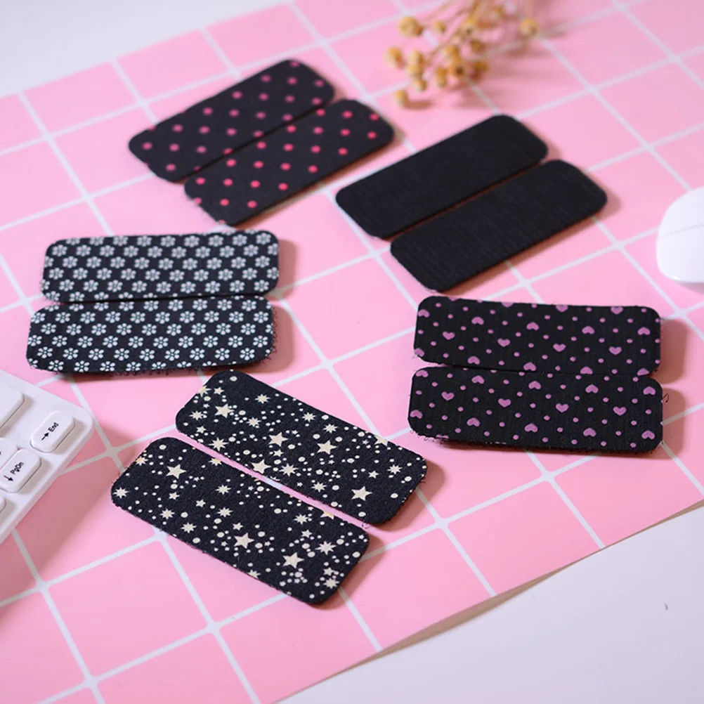 

8Pairs Fabric Hair Stickers No-Metal Elastics Seamless Hair Holder Bangs Fringe Grippers Traceless Ponytail Fixers Dot Heart