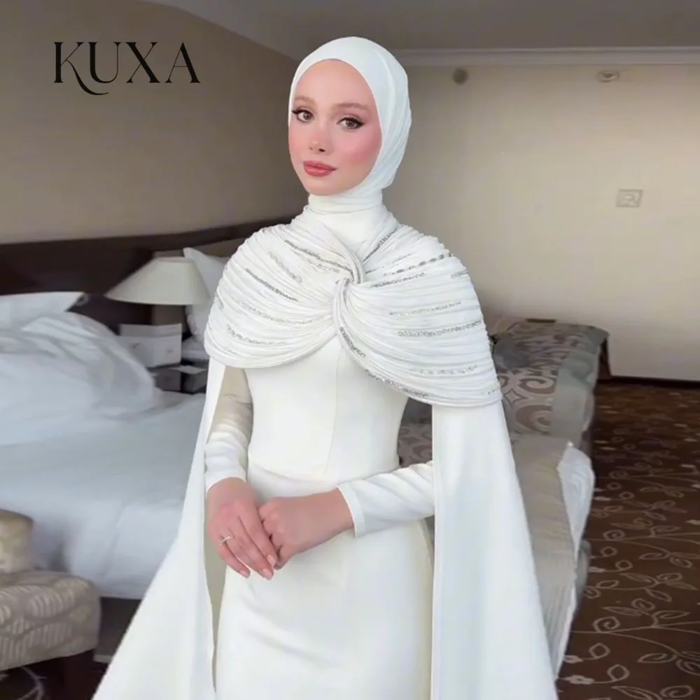 KUXA Customized Elegant Vintage Sweet Beads Wedding Dresses Ruffle Cape Stylish Formal Occasion Bridal Gowns robe de mariée 2026