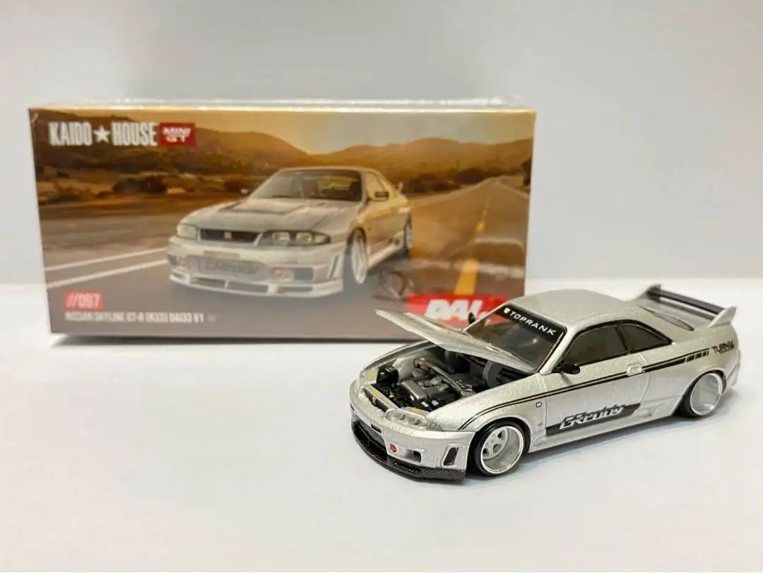 TSM KAIDO HOUSE MINI GT 1/64 KHMG097 Nissan Skyline GT-R (R33) DAI33 Silver Varnish Chase Die-cast alloy car model