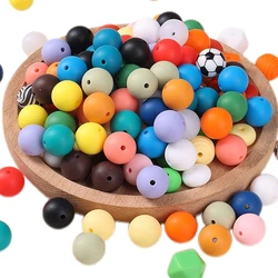 20/50Pcs 15mm Round Silicone Beads Food Grade DIY Teethers Toys Nipple Holder Pacifier Chain BPA Free Silicone Teething Beads