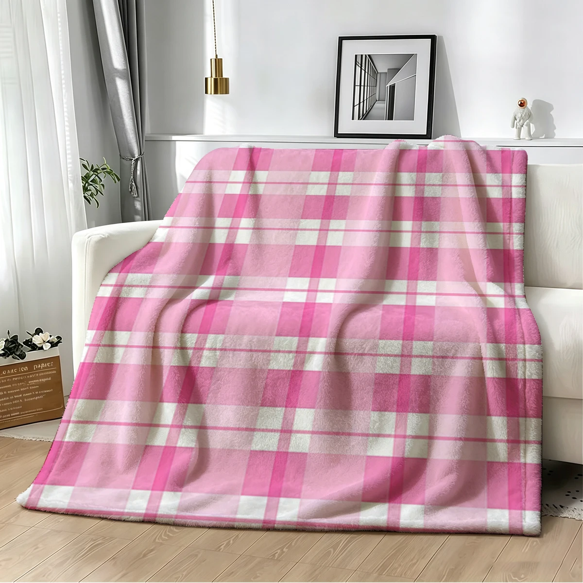 Plaid Hues Flannel Blanket Warm Soft Halloween Christmas Couch Warm Cozy Decorative Decor Gift for All Season