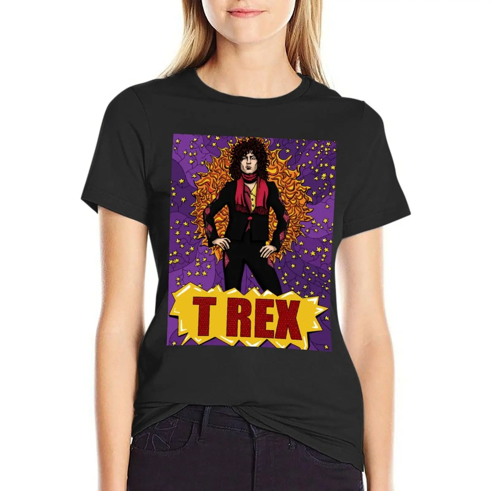 Marc Bolan, T Rex fanart T-Shirt vintage clothes cute tops anime clothes Top Women