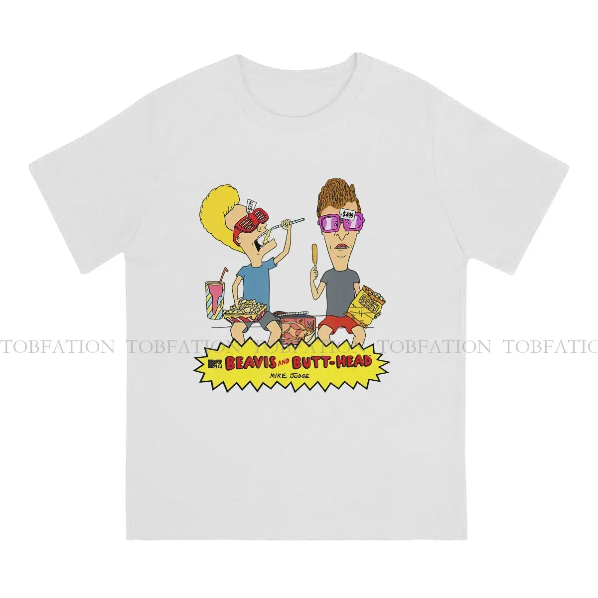 Beavis and Butthead On The Couch T Shirt Punk Men's Tees Summer 100% Cotton Clothing Crewneck TShirt