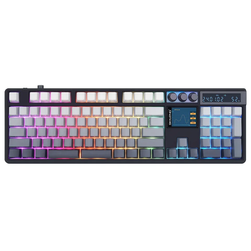 SKYLOONG GK104 Pro 3Mode Wireless gaming Mechanical Keyboard with 2.0 Screen 3 Knobs Hot-Swappable Side-Engraved PBT keycap RGB