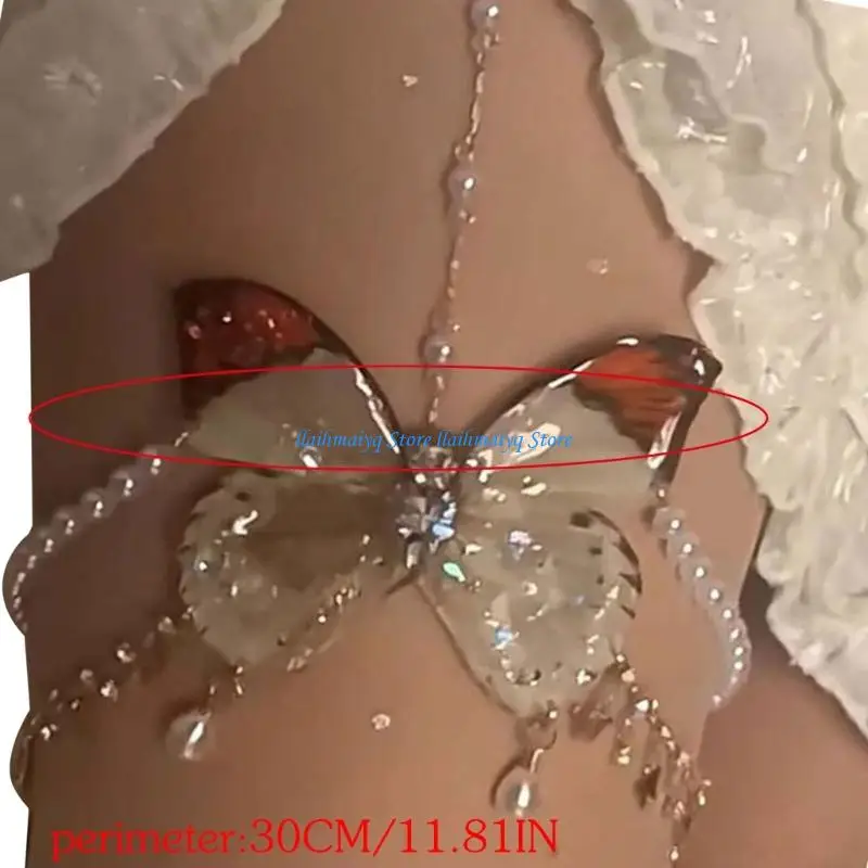 573B أنيقة فراشة الفخذ الفرقة لؤلؤة الجناح ساق ساق قابلة للتعديل cosplay الملحقات متعددة الطبقات الفخذ سلسلة مريحة