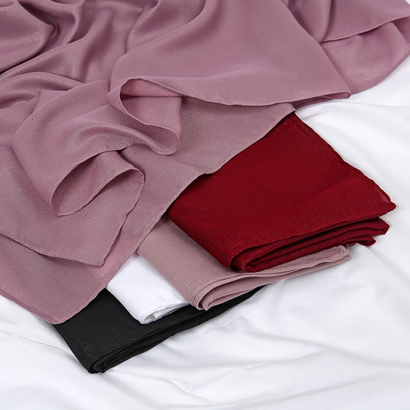 

70*175 см мусульманский серебряный шифоновый хиджаб женский однотонный шарф Рамадан длинная шаль простой мягкий тюрбан повязка на голову