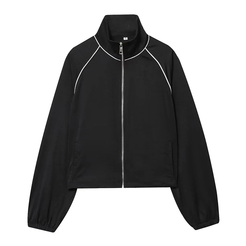 

TFMLN Spring Zipper Bomber Jackets for Women Soft Cropped Jackets Woman 2025 Long Sleeve Woman's Sports Jacket New in Outerwears