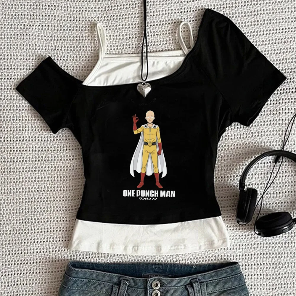 One Punch Man cropped top girl alternative  kawaii japan japanese clearance sales shirt manga korean fashion anime grunge