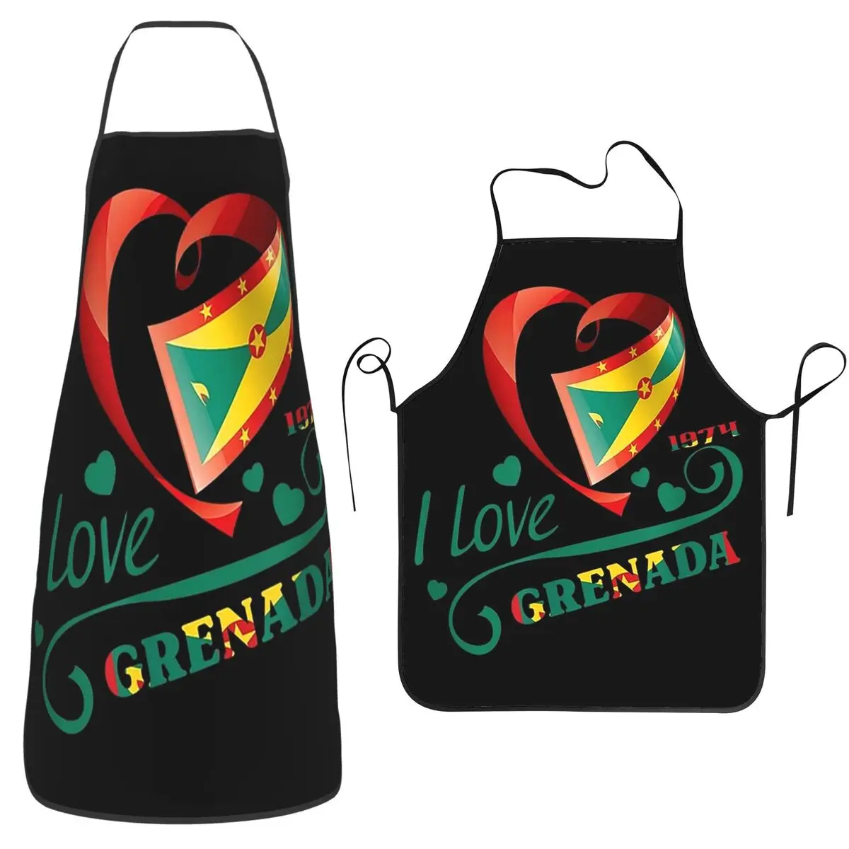 

Grenada Independence Day Apron Chef Cooking Baking Tablier Sleeveless Bib Kitchen Cleaning Pinafore for Women Men Gardening
