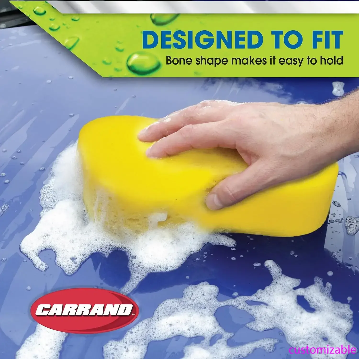 

40102 8.75" x 4.75" x 3" Giant Bone Sponge, Durable, Yellow