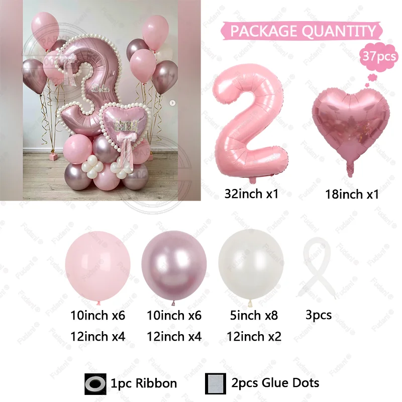 37 قطعة بالون الحب الوردي عدد بالونة عيد ميلاد مجموعة الأطفال حزب الديكور مهرجان التصوير الدعائم لوازم المعمودية