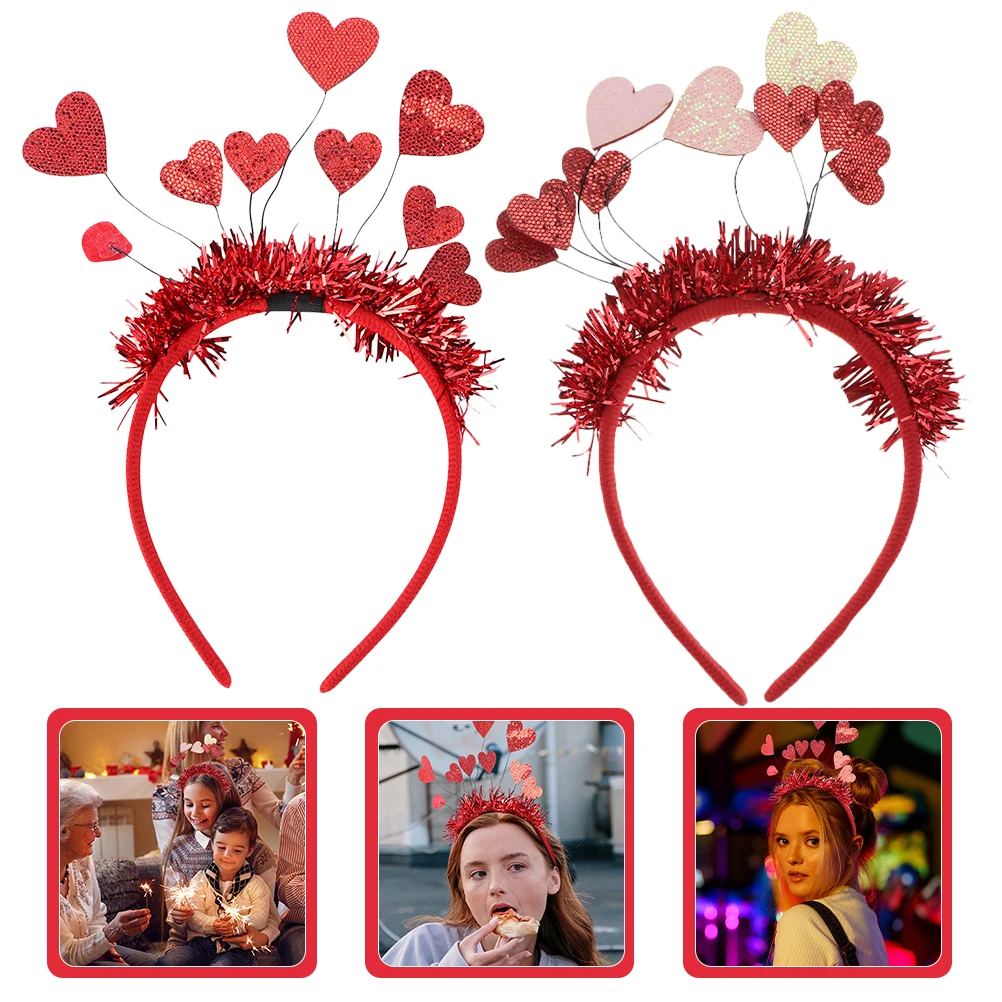 

2Pcs Valentine Love Heart Headbands Party Decoration Adults Holiday Hair Accessories Valentine Headbands Party Headdress