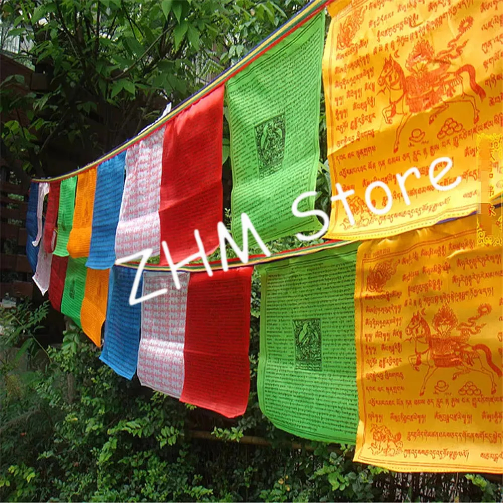 

6 Meters 20 Flags Tibetan Buddhist Prayer Flag Artificial Silk Colour Print Buddhist Decorate Hanging Flag