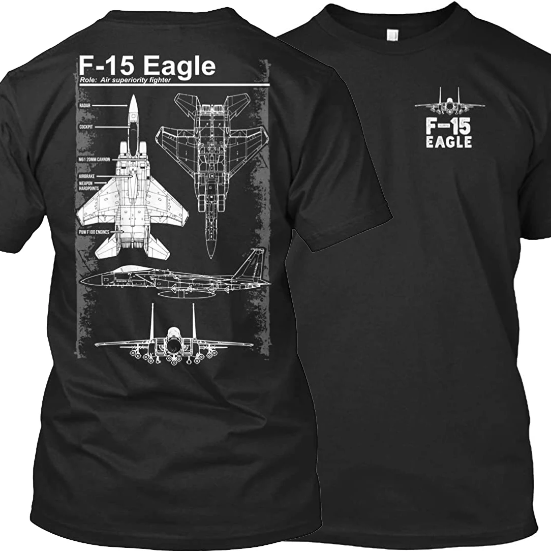 

F-15 Strike Eagle Fighter Three-Dimensional Drawing T Shirt. High Quality Cotton, Breathable Top, Loose Casual T-shirt S-3XL