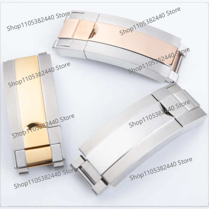 16mm 316L Stainless Steel Watch Clasp, Folding Safety Buckle for Diver Style Straps, Aftermarket Bracelet Clasp Replacement