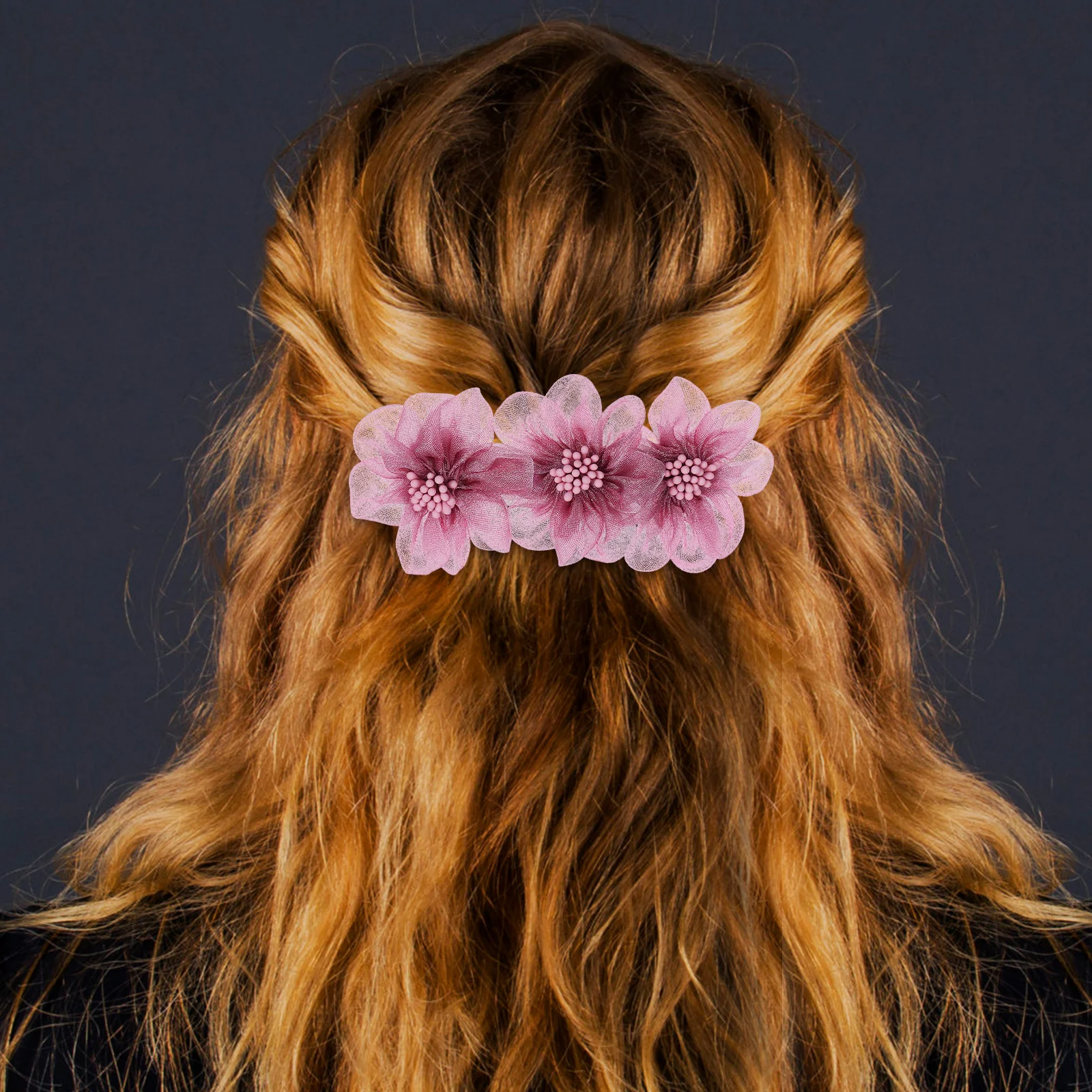 

4 Pcs Spring Hair Clips Lightweight Durable Snap Style Floral Barrettes Boho Hair Accessories Blue Gray Beige Pink