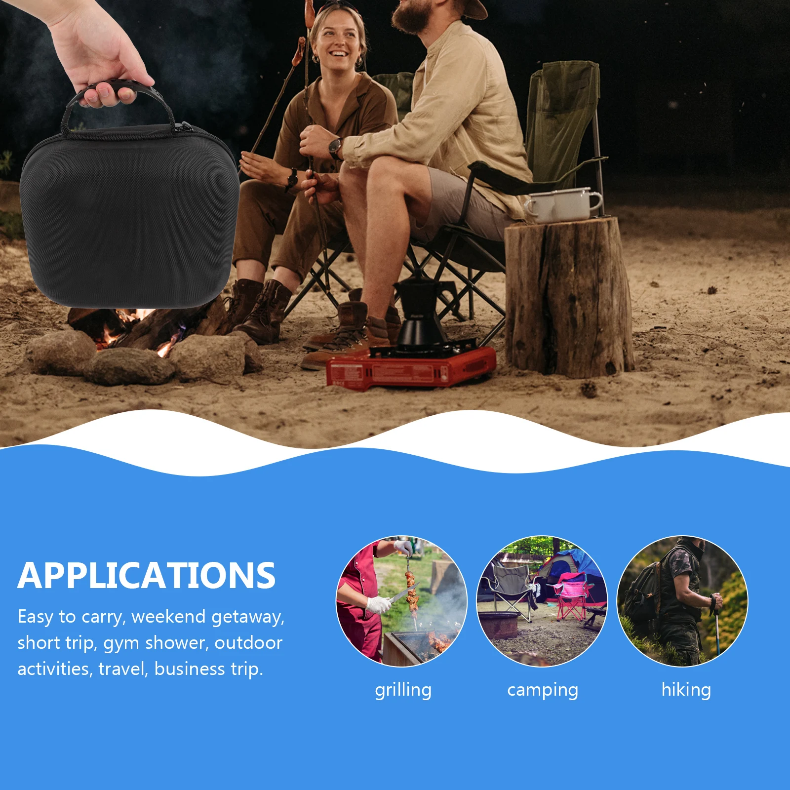 

LED Light Storage Bag Convenient Case for Outdoor Practical Organizer Reliable Black Travel Electronics Child