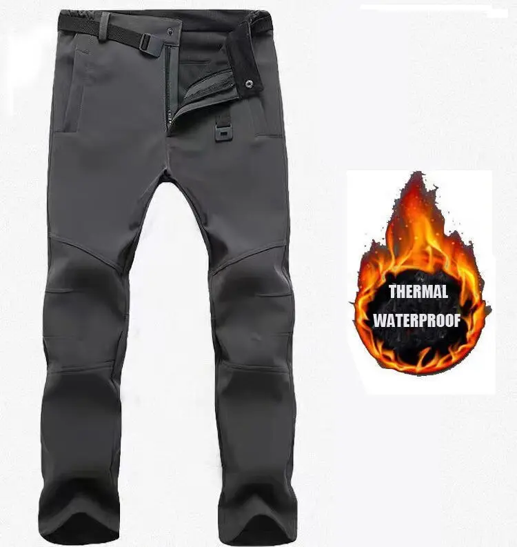 Männer Winter Herbst Softshell Fleece Taktische Hosen Militär Kampf Wasserdichte Thermische Wandern Camping Klettern Jagd Hosen – Detail 7