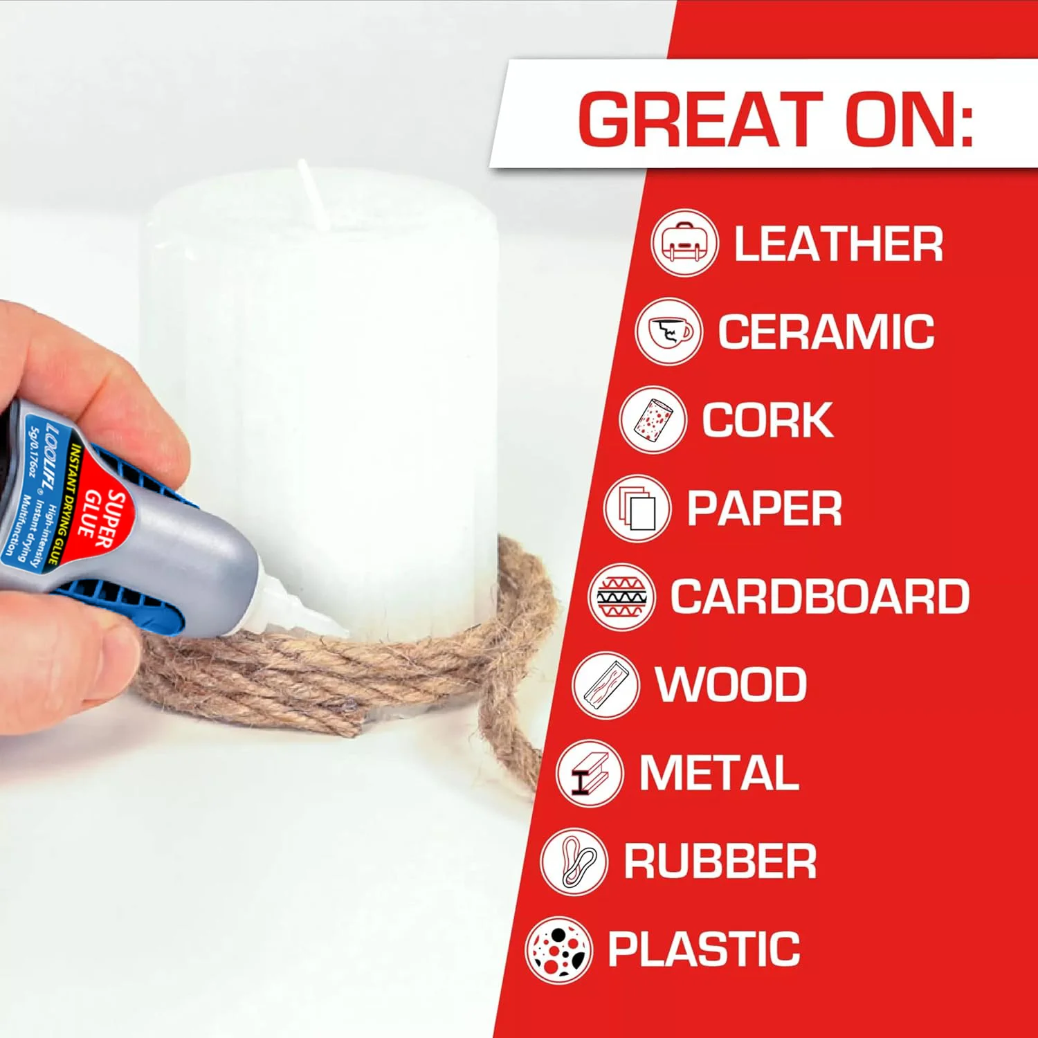 A cola forte é uma cola forte transparente de hidroacrilato seca rápida e sem sabor, adequada para a ligação de vários materiais.