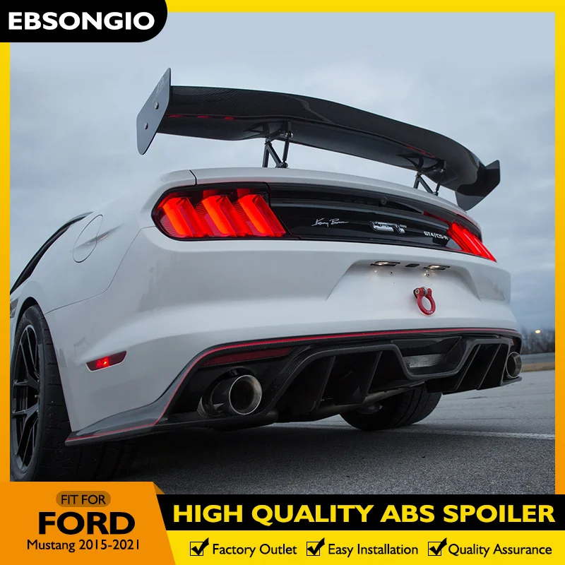 For Ford Mustang Spoiler 2008-2022 ABS Plastic Rear Roof Spoiler Wing Trunk Lip Boot Cover Car Parts Universal GT Style Spoiler