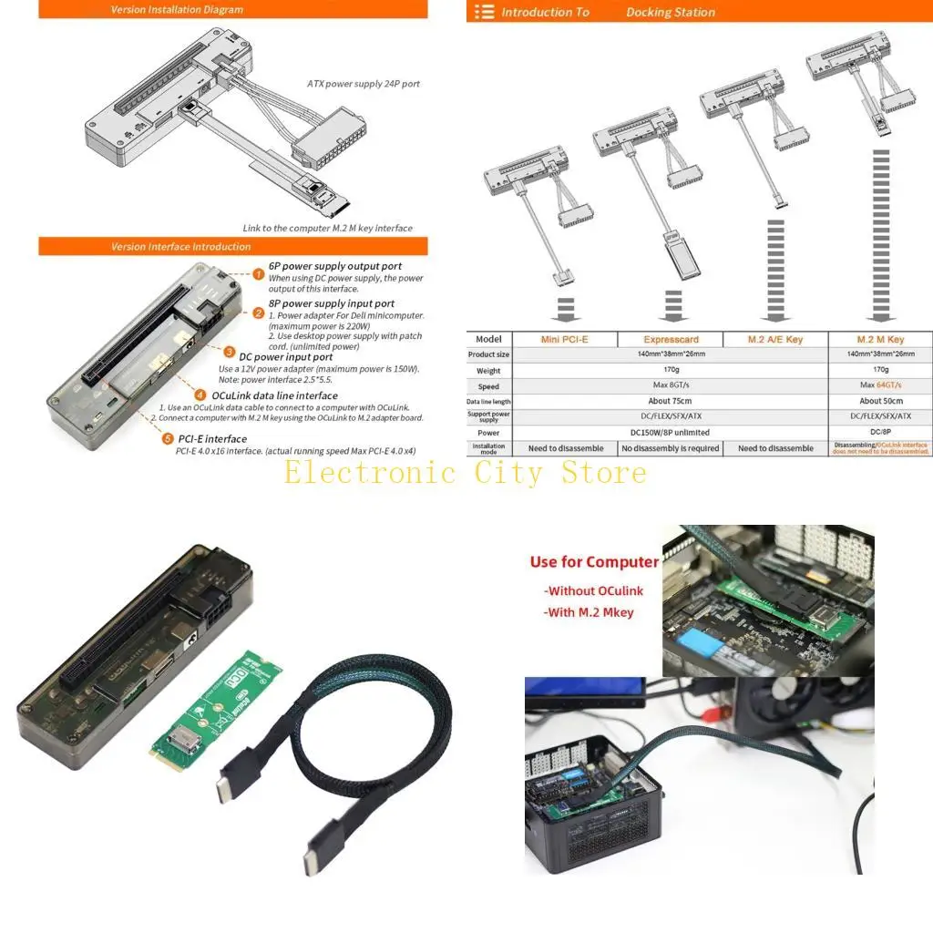

GDC Oculink GPU Dock с M.2 M -ключом к Oculink AAPTER GPU GPU Doce Station GDC PCIe Внешнее независимое видео HU8D