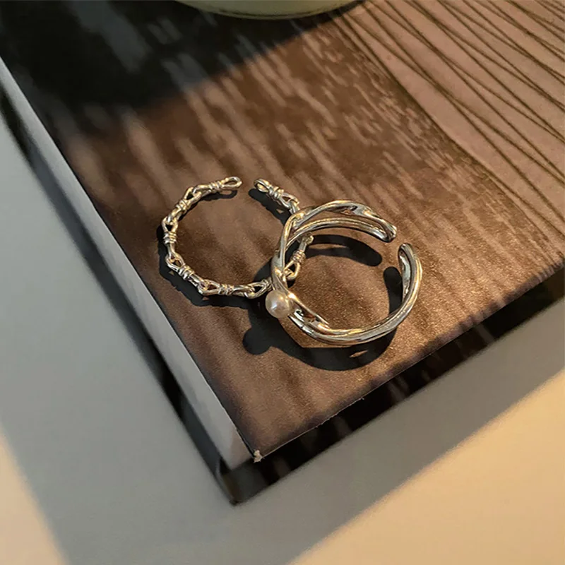 Foxanry Silver Color Minimalist Hollow Geometric Rings For Women Couples Fashion Creative Classic Elegant Birthday Jewelry Gifts