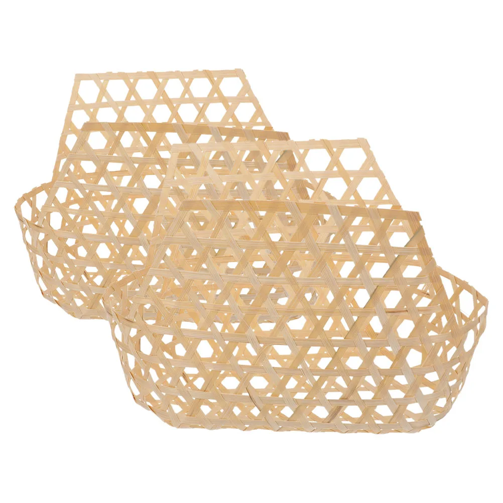 

2pcs Bamboo Decorative Baskets Handwoven for Picnic Camping Gardening Vegetable Fruit Storage Rattan Weaving Basket