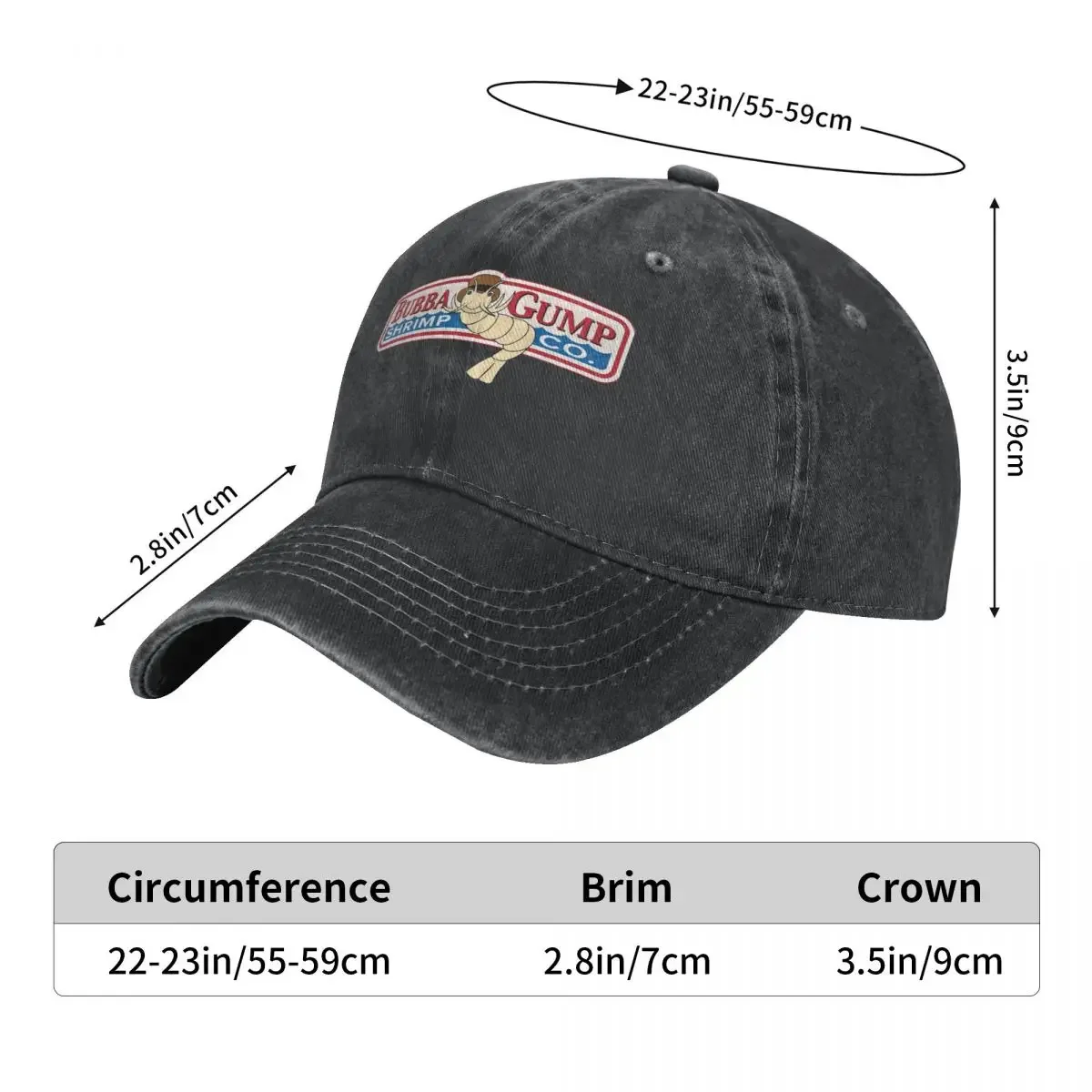 Bubba Gump DeniinBaseball Cap Shrimp Logo Outdoor Sport Hip Hop Hats Summer Men Adult Vintage Sun protection Baseball Caps