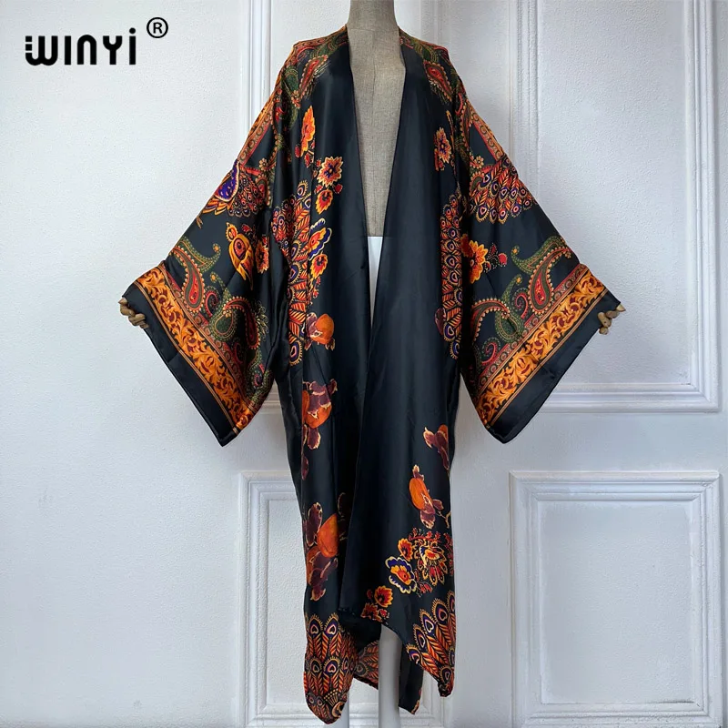 Nowa letnie kimono w Afryce w stylu boho sukienka z nadrukiem maxi blogerzy polecają swetry rozpinane okrycie plażowe abaya dubai luksus