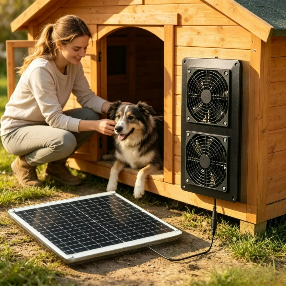 High Efficiency Monocrystalline Solar Dual Exhaust Fan IP65 Waterproof 20W 30W Vent Fan for RV Greenhouse Chicken Coop Pet House