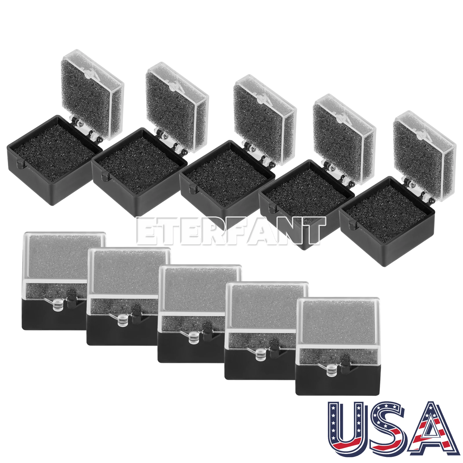 

ETERFANT 1000 PCs Dental Lab Black Crown/Veneer/Bridge Boxes - 1" - with Clear Lid/Black Sponge Inserts