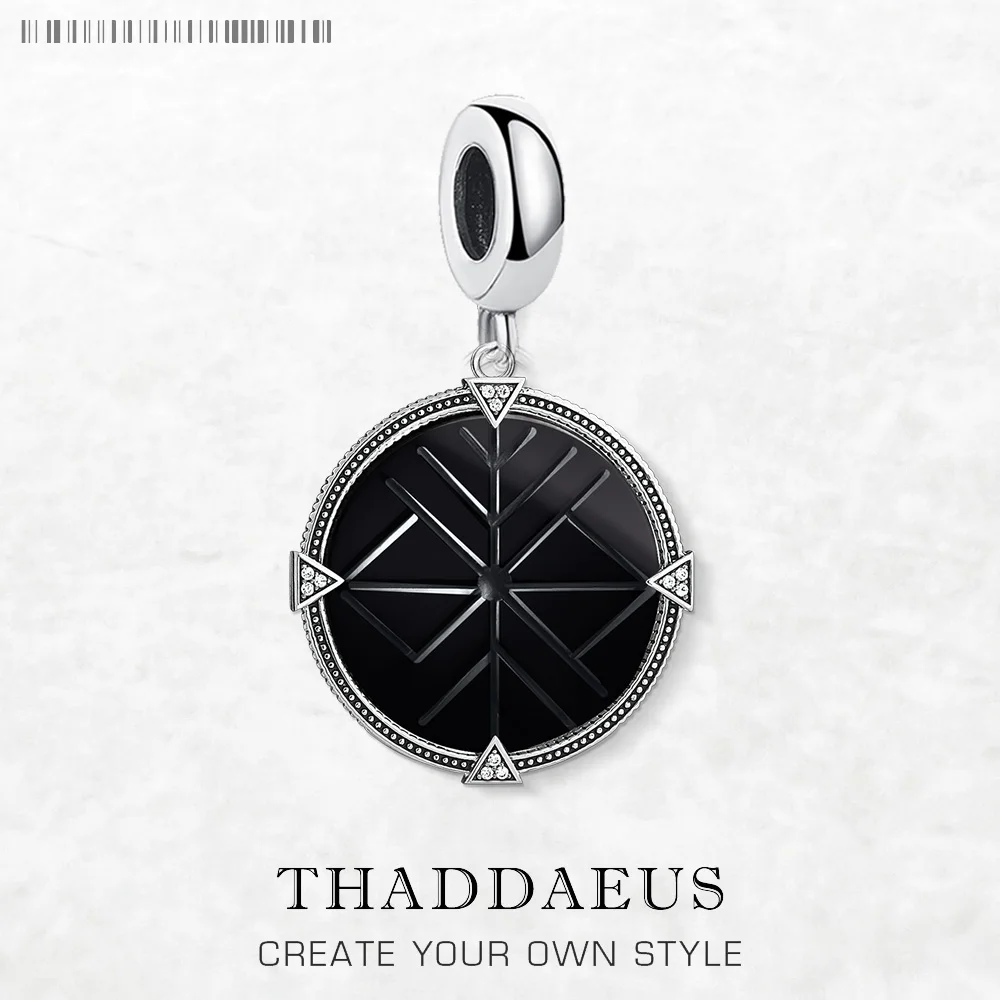 

Black Round Stone Pendant Dangle Charm 925 Sterling Silver Fine Jewelry Vintage Gift For Women Men