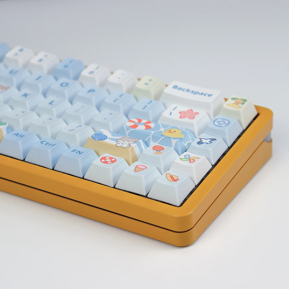 أغطية مفاتيح صيفية للشاطئ لطيفة PBT ذات خمسة جوانب للتسامي لوحة مفاتيح ميكانيكية بارتفاع المصنع الأصلي 61 68 74 87 980