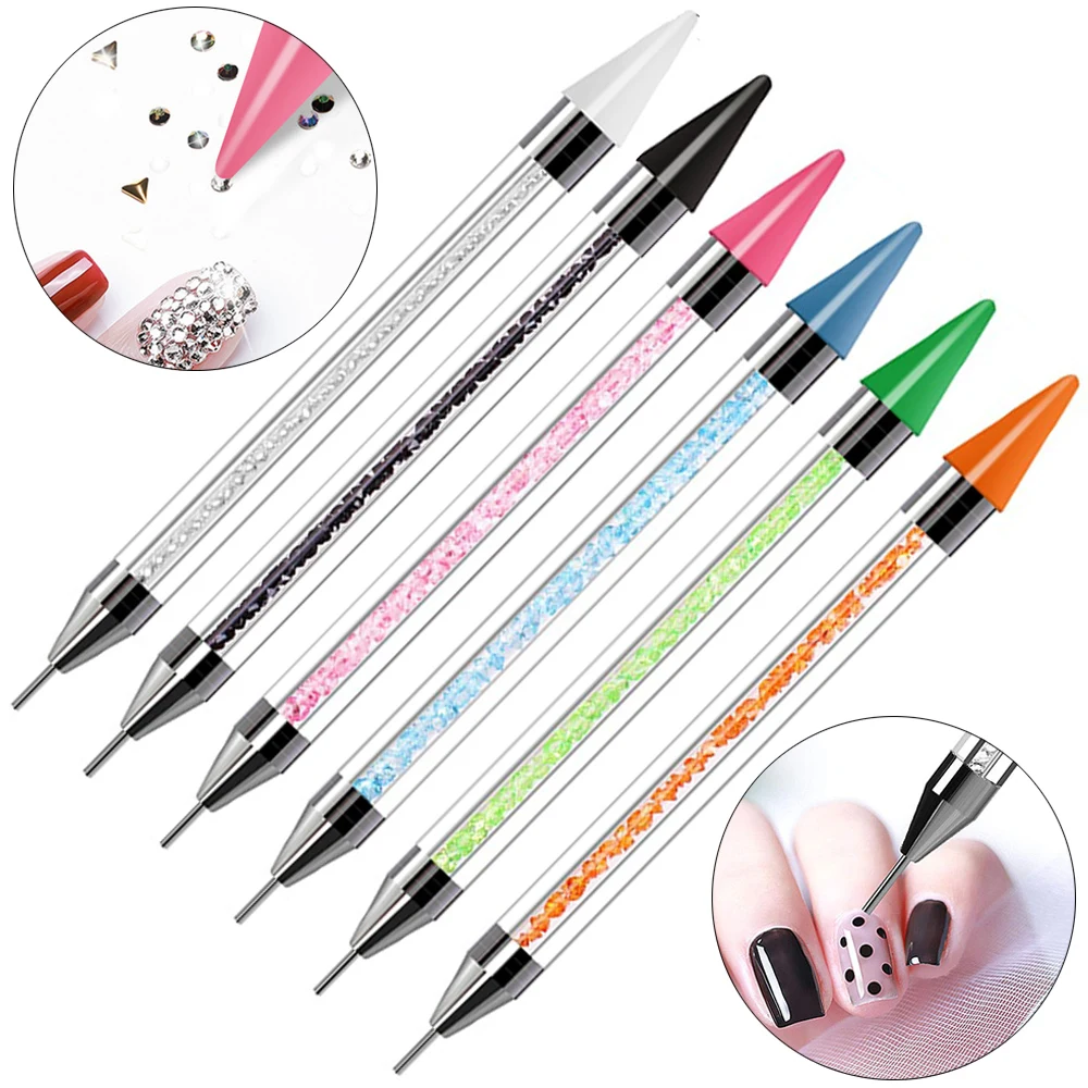 1PC Dual Heads Nail Wax Pen Acrylic Metal Dotting Rhinestones Stone Picker Crystal Picking Pen DIY Point Manicure Nail Gem Tool