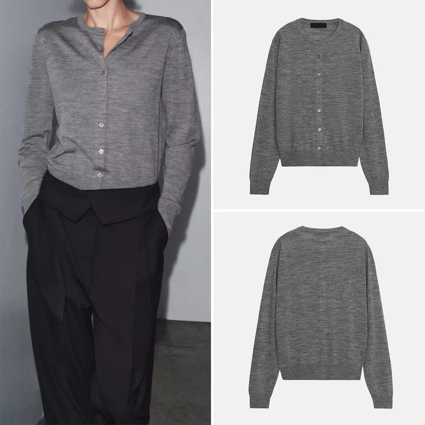 Faionable Pure Kleur Ronde Ne Lange Sve Gebreide Jaet Z Dames Herfst 2025, Nieuwe Collectie Europese Sle Open Vest