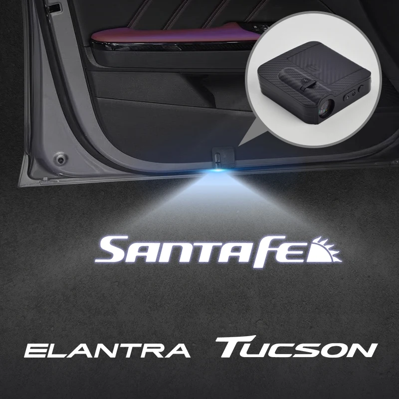 For Santafe Elantra Tucson Emblem Car LED Courtesy welcome light Laser projector door lamp