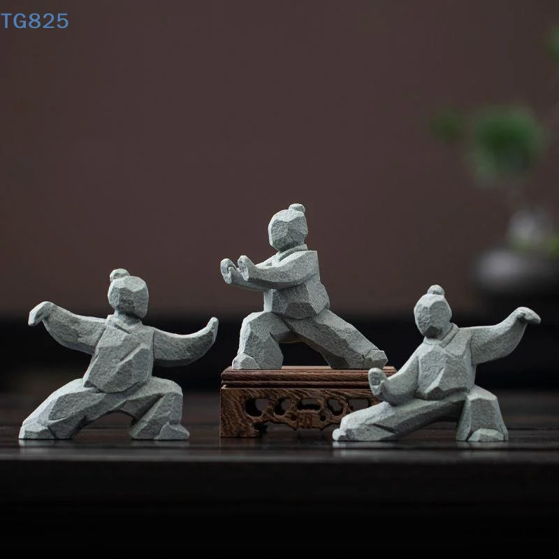 【AN】【AN】1Pcs Landscape Decoration Crafts New Chinese Martial Arts Figure Kung Fu Home Desktop Tea Table Creative Ornaments