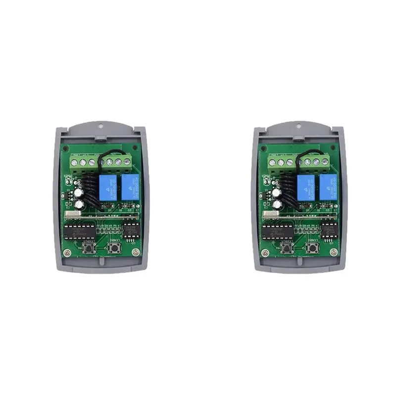 A24U 2X Universal 2CH Garage Door Remote Control Receiver 12/24V For 433Mhz Learning Code Fixed Code Rolling Code